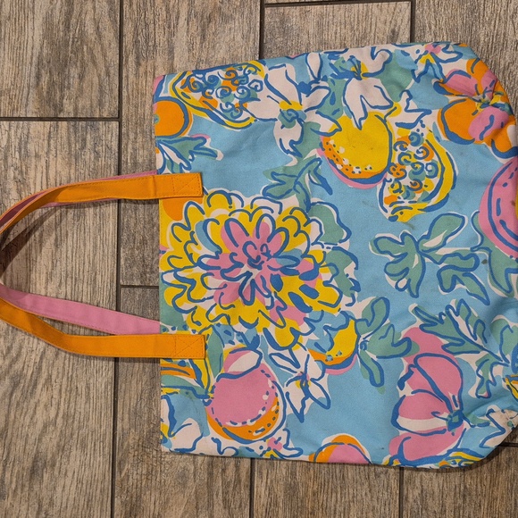 Lilly Pulitzer Estee Lauder Blue and Pink Floral Tote - Picture 3 of 6